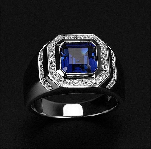 Anello uomo zaffiro blu